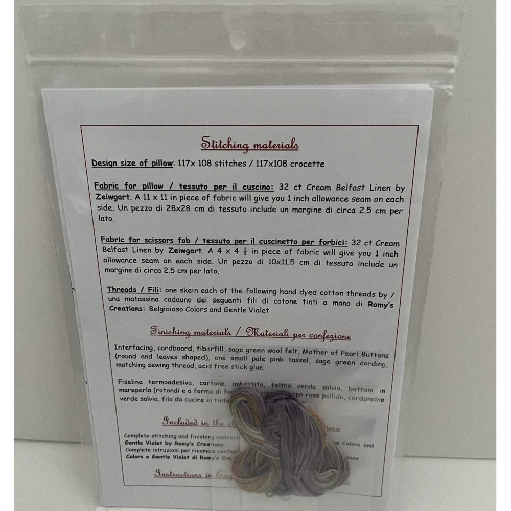 Giulia Punti Antichi GPA Stitching In The Vineyard Pillow Instructions Romy's